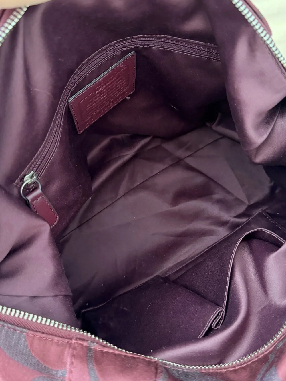 Coach Jacquard Satchel in Deep Wine and Black